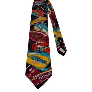 Vintage 1993 Harley Davidson 100% Silk Necktie Ralph Marlin RM Style Made in USA